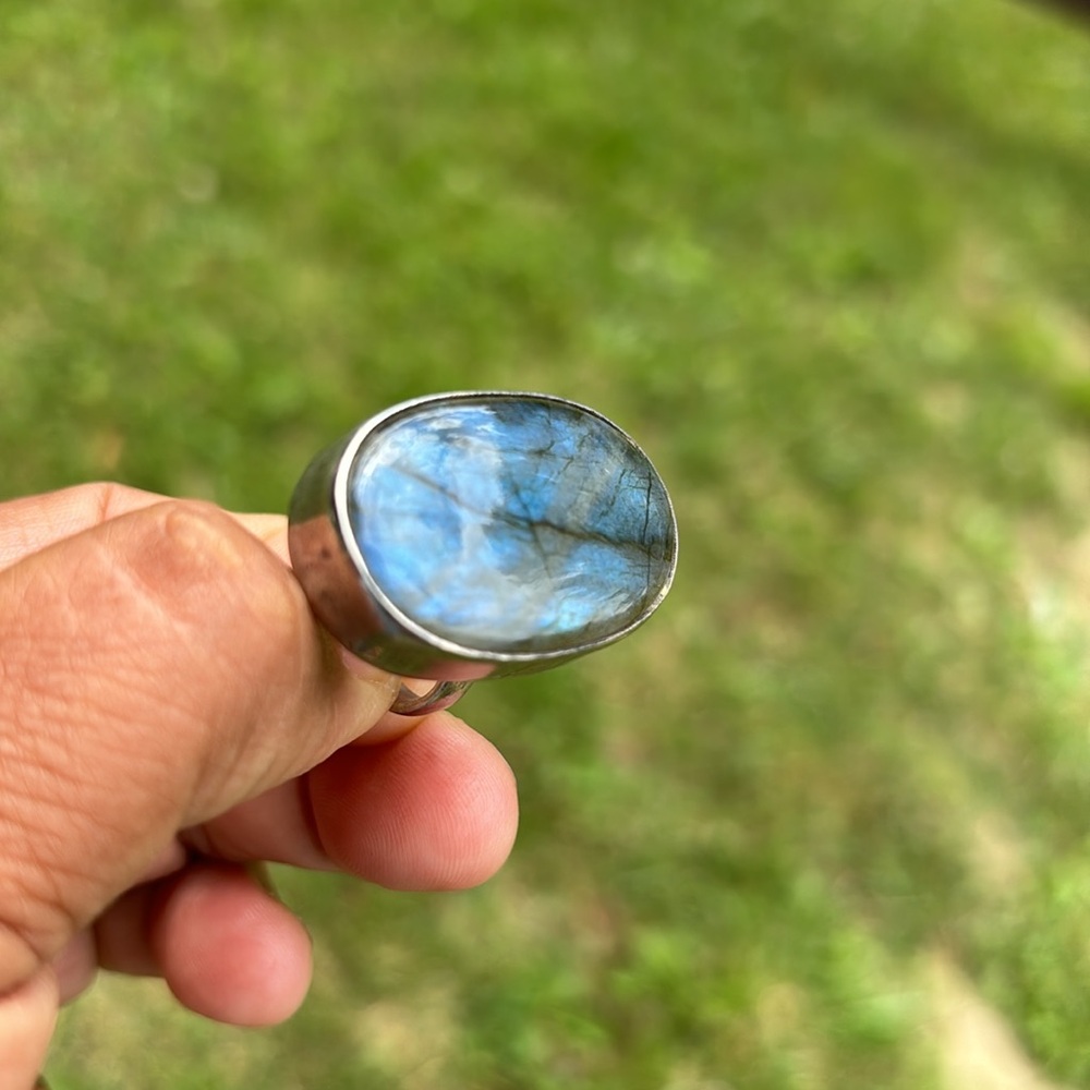 Beautiful Large Labradorite Sterling Silver Ring